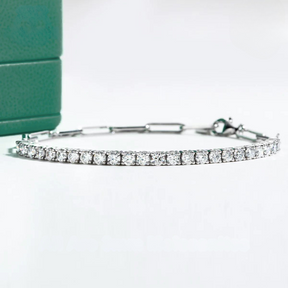 Pulseira Riviera Balance com Moissanites – Ouro Branco 18k