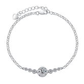Pulseira de Moissanite 1 quilate Prata 925 Design Elegante com Pedra Central Brilhante