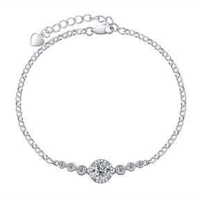 Pulseira de Moissanite 1 quilate Prata 925 Design Elegante com Pedra Central Brilhante