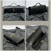 Bolsa Clutch de Mão Feminina em Couro com Alça Superior e Fechamento Moderno - Clara