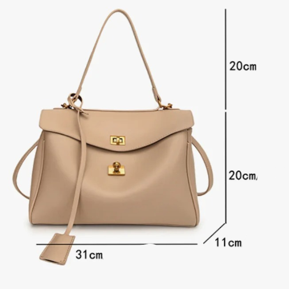 Bolsa Feminina Couro com Alça Ajustável e Fechamento de Metal Dourado - Catarina