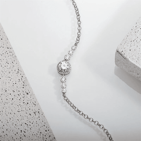 Pulseira de Moissanite 1 quilate Prata 925 Design Elegante com Pedra Central Brilhante