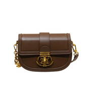 Bolsa Transversal de Couro com Alça de Corrente Dourada e Fecho Metálico Luxo - Lidu