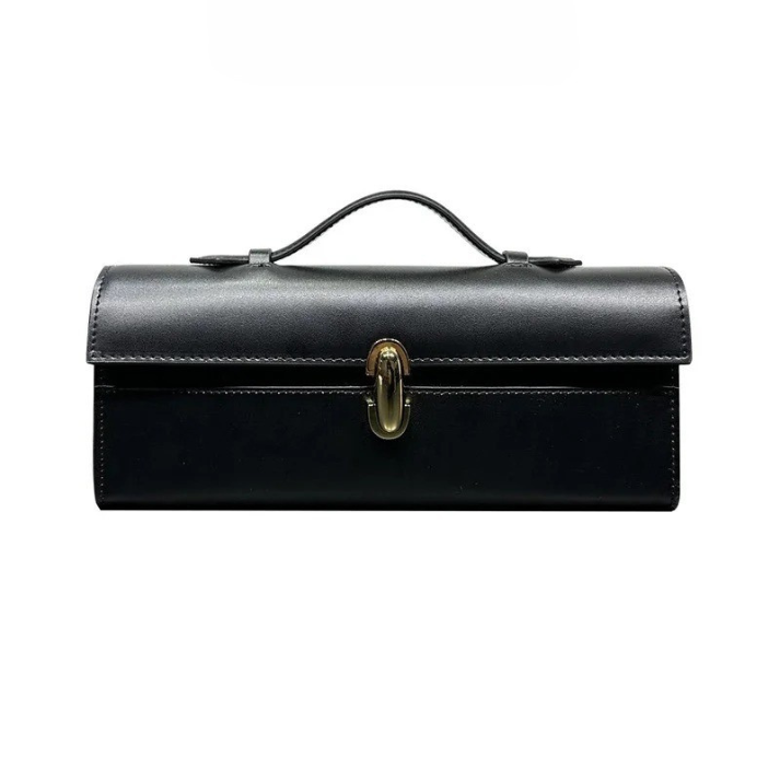 Bolsa Clutch de Mão Feminina em Couro com Alça Superior e Fechamento Moderno - Clara