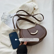 Bolsa Transversal Feminina Estilo Meia-Lua Com Alça Longa e Fecho Dourado - Lorena