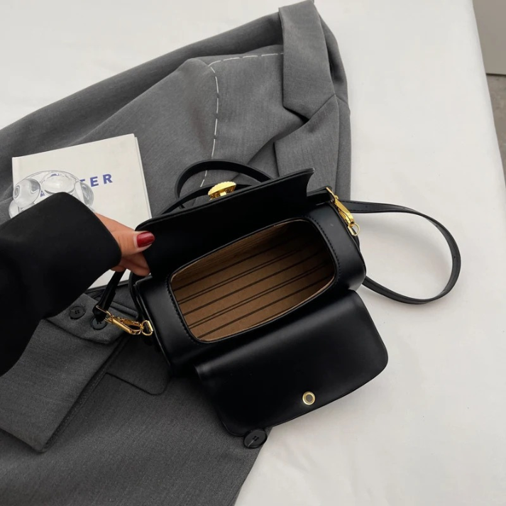 Bolsa de Ombro Feminina com Textura Fina e Fechamento de Metal Sofisticado Viena Lux