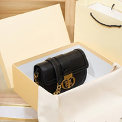 Bolsa Transversal de Couro com Alça de Corrente Dourada e Fecho Metálico Luxo - Lidu