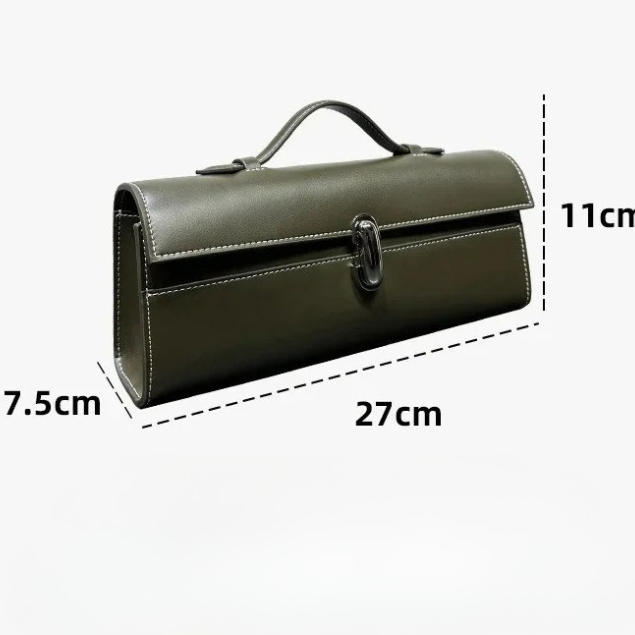 Bolsa Clutch de Mão Feminina em Couro com Alça Superior e Fechamento Moderno - Clara