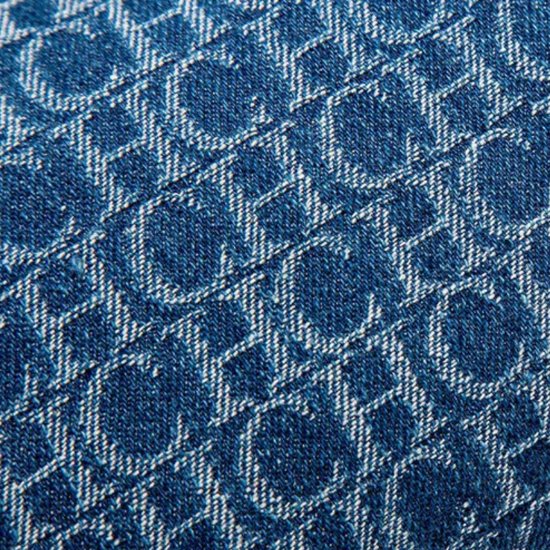 Bolsa Baú Feminina Jeans Azul com Detalhes em Couro - Júlia