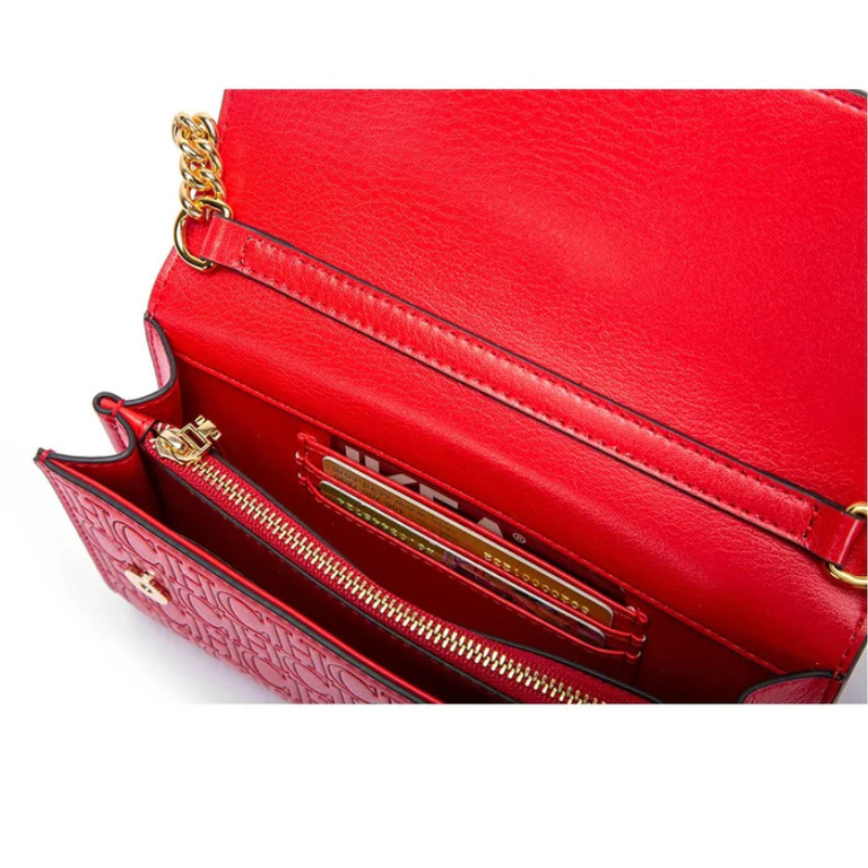 Bolsa Feminina Transversal de Couro com Corrente Ouro 18k - Megan