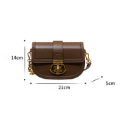 Bolsa Transversal de Couro com Alça de Corrente Dourada e Fecho Metálico Luxo - Lidu