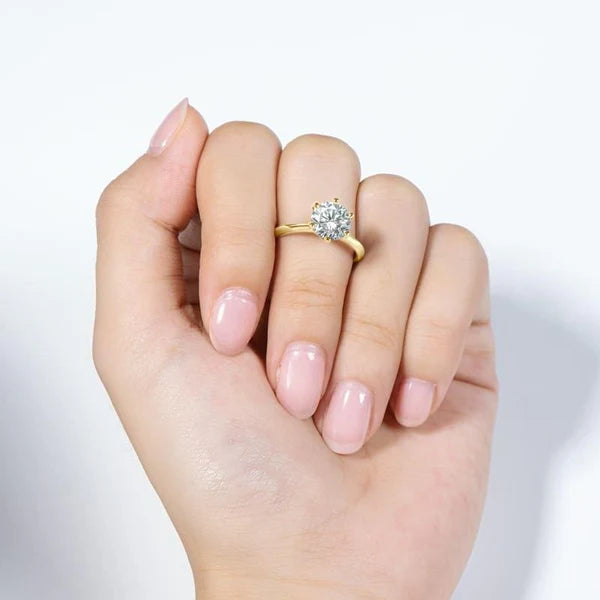 Anel Solitário Brilhante com Moissanite – Ouro 18k