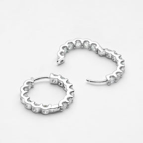 Brinco Argola Feminino com Moissanite Cravejada Corte Brilhante