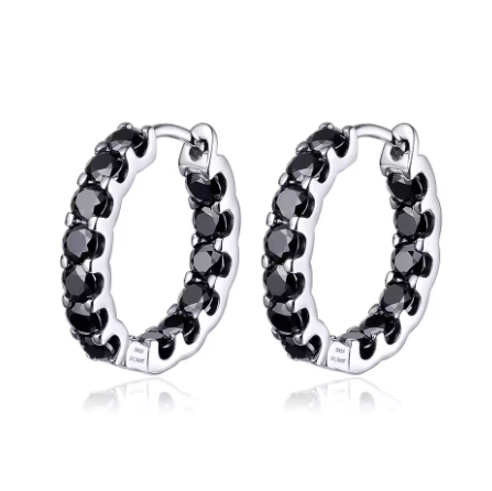 Brinco Argola Feminino com Moissanite Cravejada Corte Brilhante