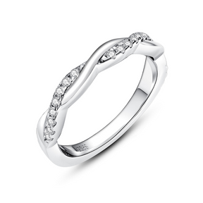 Aliança Aurora Cruzada com Moissanite – Ouro Branco 18k