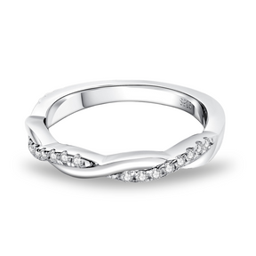 Aliança Aurora Cruzada com Moissanite – Ouro Branco 18k