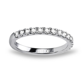 Anel Meia Aliança com Moissanite – Ouro Branco 18k