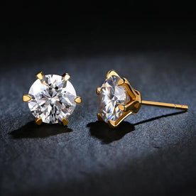 Brinco Ponto Brilhante com Moissanite – Ouro 18k