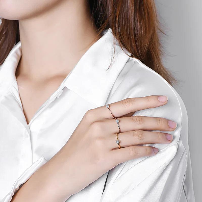 Anel Solitário Aura com Moissanite – Ouro 18k