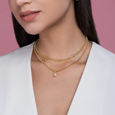 Colar Duplo com Bolinhas e Moissanite – Ouro 18k