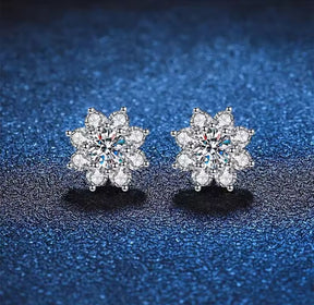 Brinco Flor de Jasmim com Moissanite – Prata 925