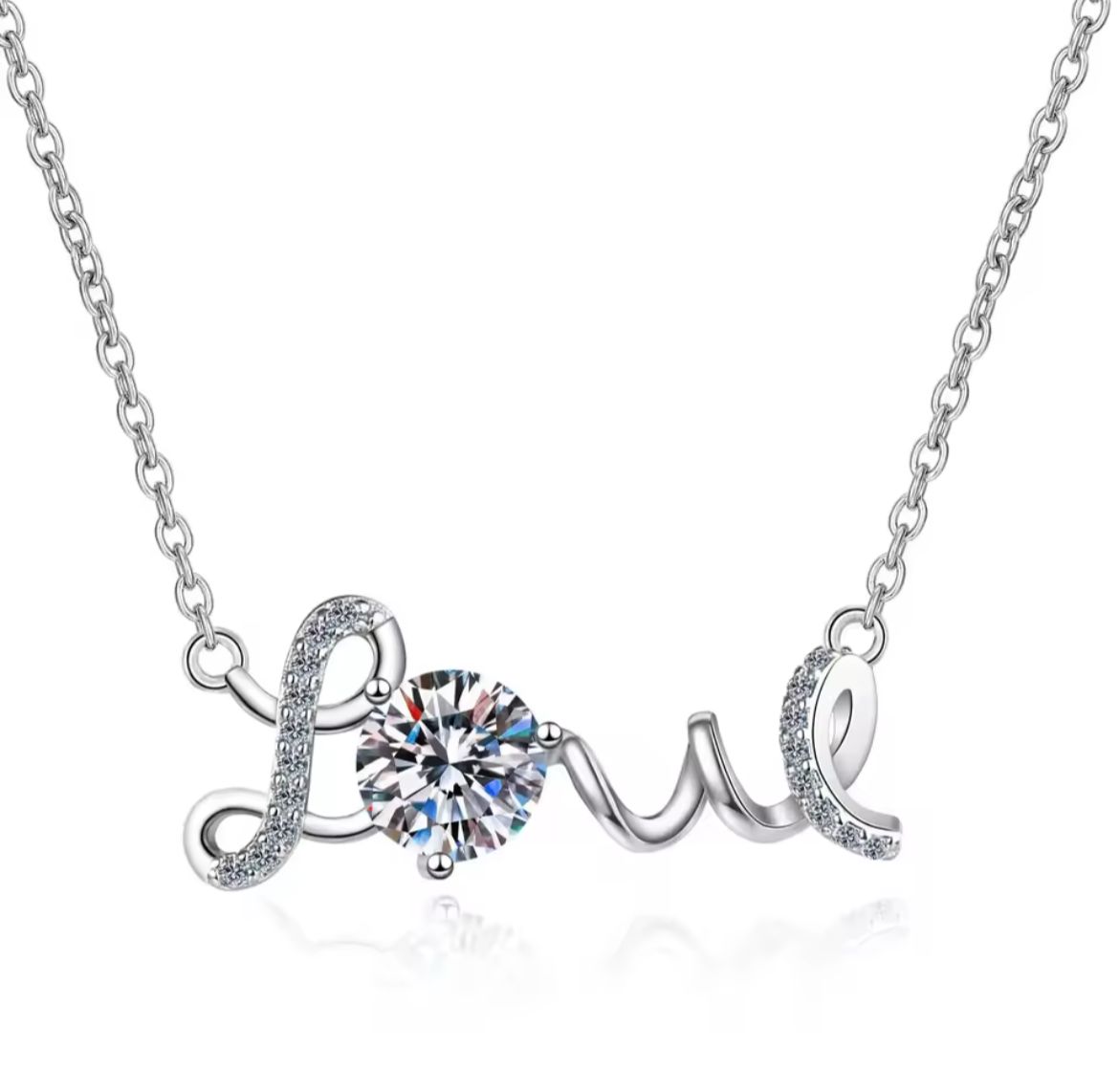 Colar Love com Pedra Moissanite – Prata 925