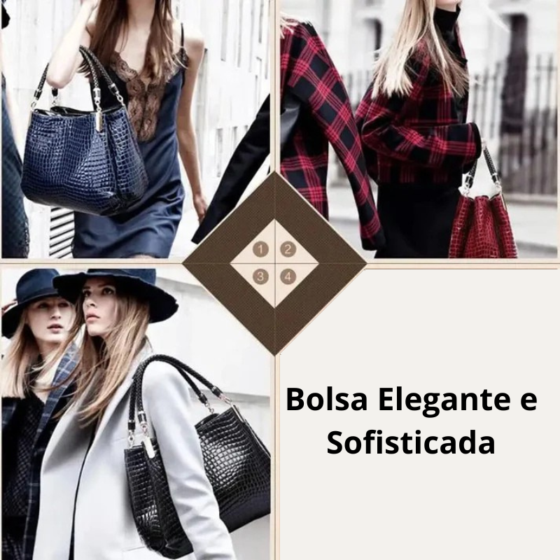 Bolsa Luxo Feminina Textura Crocodilo Animal Print - Bianca