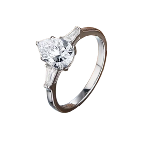 Anel Gota com Moissanite – Ouro Branco 18k