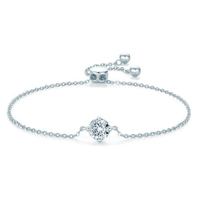 Pulseira Brilho Solitário com Moissanites – Ouro Branco 14k