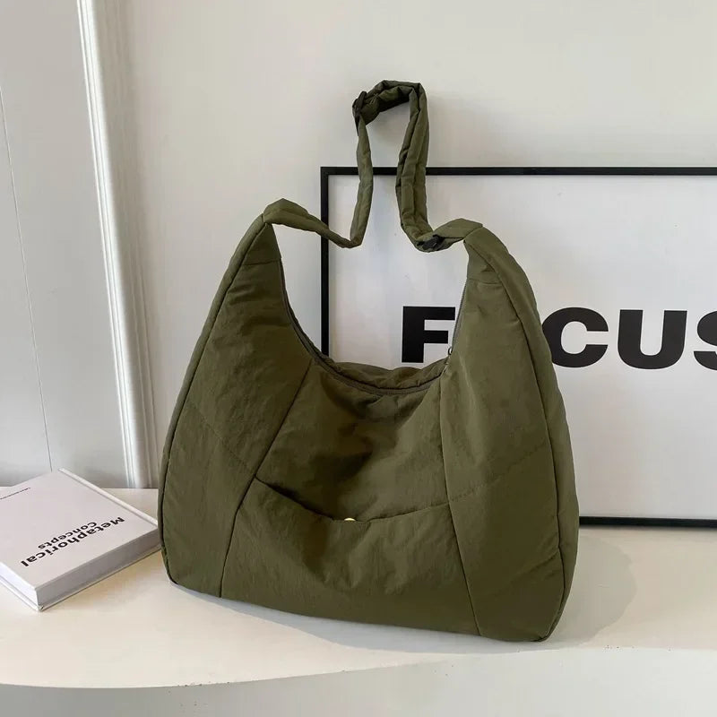 Moda feminina pano macio bolsa de ombro cor sólida estudante 2025 primavera y2k estilo casual grandes bolsas crossbody sacos para mulher