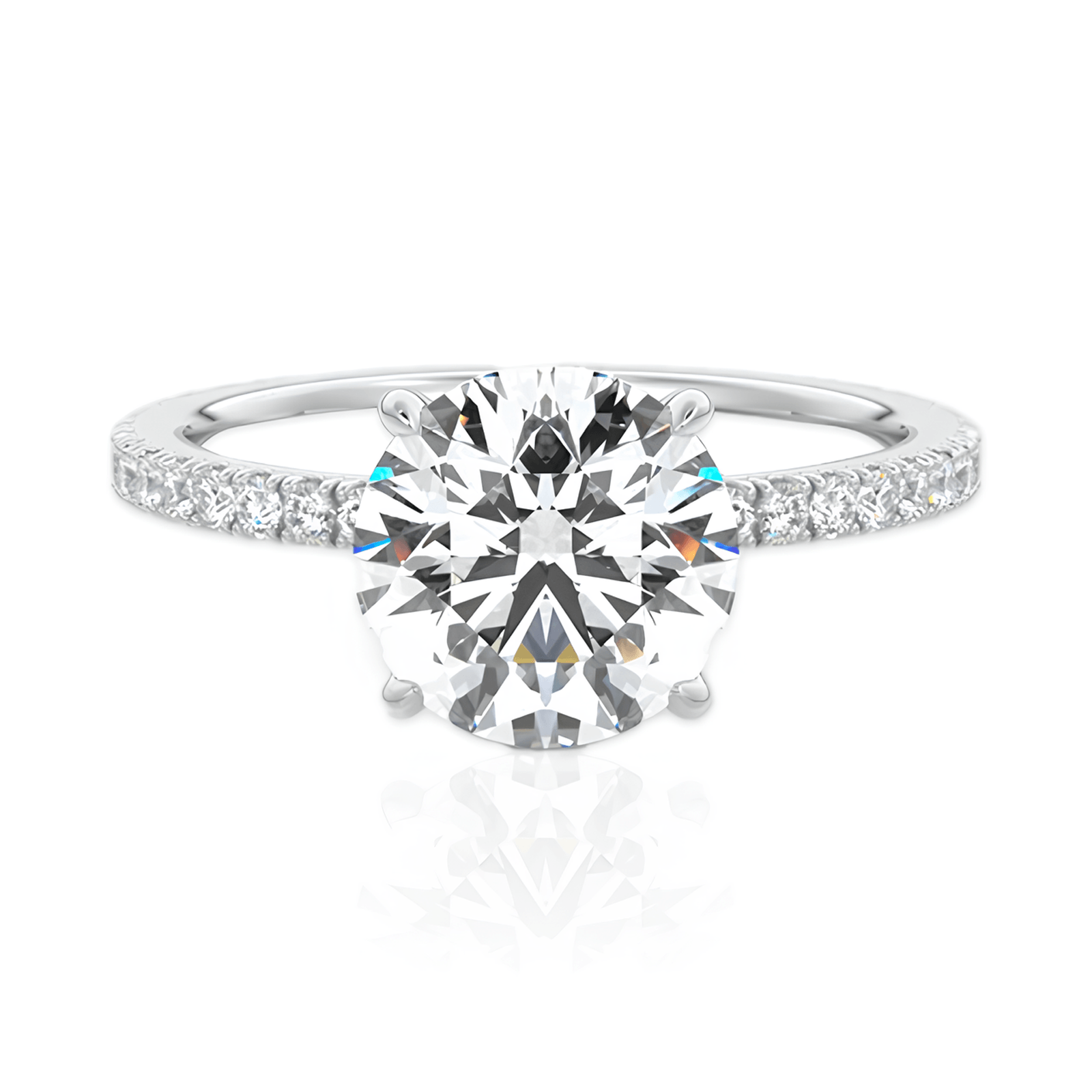 Anel Solitário Coroa de Luz com Moissanite – Ouro Branco 18k