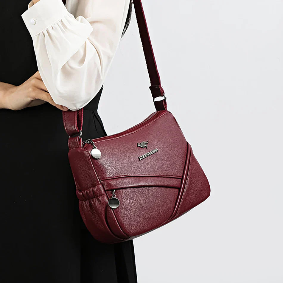 Bolsa mensageiro de grande capacidade multi bolso para mulheres Bolsas de ombro de couro macio bolsa crossbody tendência da moda de alta qualidade