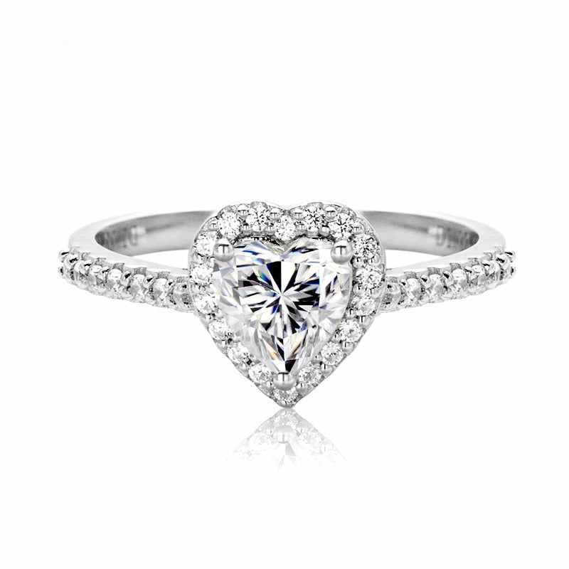 Anel Coração com Moissanite – Prata 925