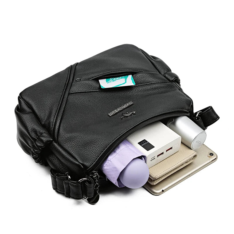 Bolsa mensageiro de grande capacidade multi bolso para mulheres Bolsas de ombro de couro macio bolsa crossbody tendência da moda de alta qualidade