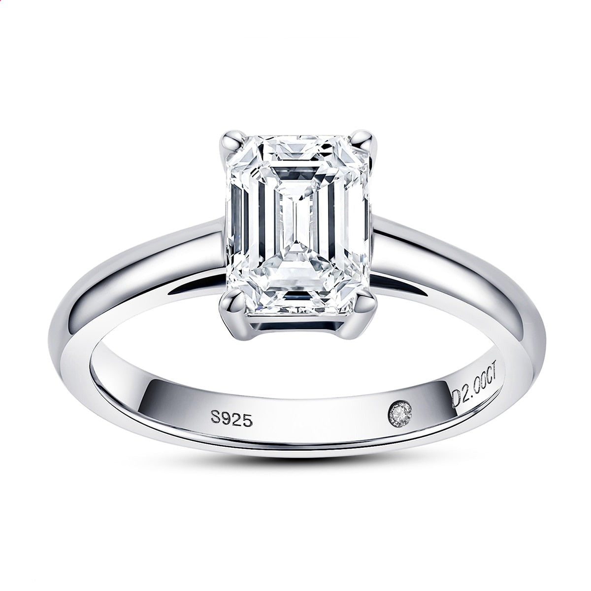 Anel Solitário Esmeralda com Moissanite – Ouro Branco 18k