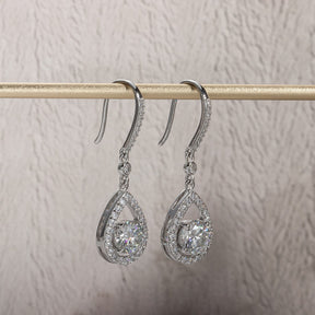 Brinco Gota Pera com Moissanite – Prata 925