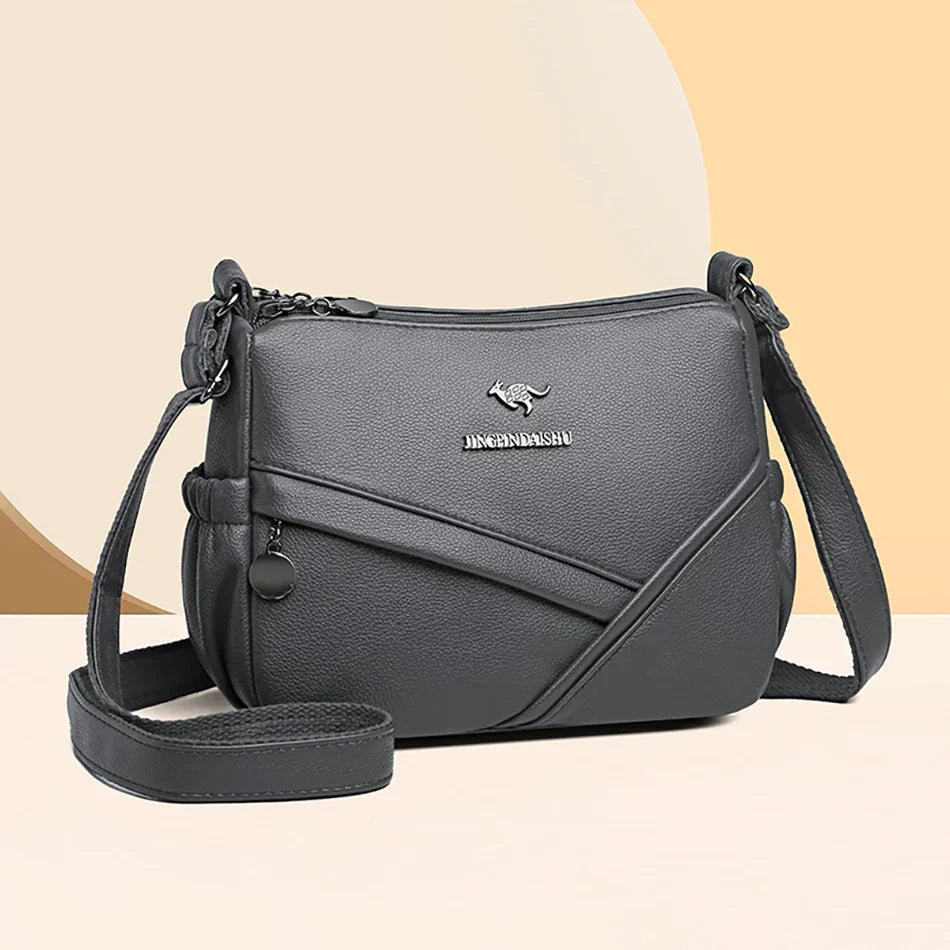 Bolsa mensageiro de grande capacidade multi bolso para mulheres Bolsas de ombro de couro macio bolsa crossbody tendência da moda de alta qualidade