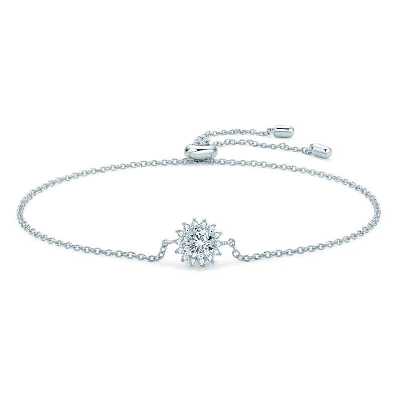 Pulseira Raio de Sol com Moissanites – Ouro Branco 14k