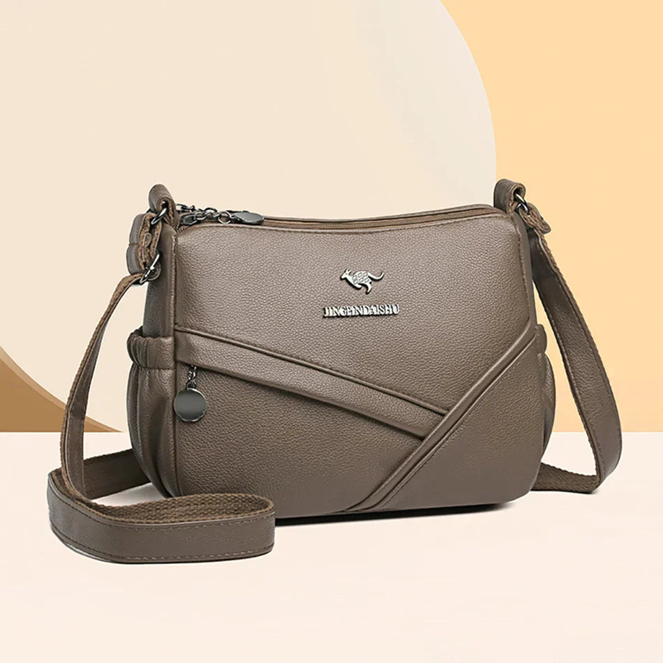 Bolsa mensageiro de grande capacidade multi bolso para mulheres Bolsas de ombro de couro macio bolsa crossbody tendência da moda de alta qualidade