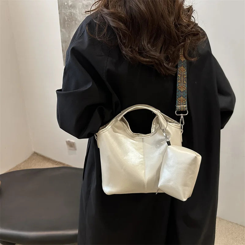 Retro bolsa feminina casual pu ombro crossbody saco com bolsa de moedas grande capacidade saco do mensageiro senhoras viajando tote