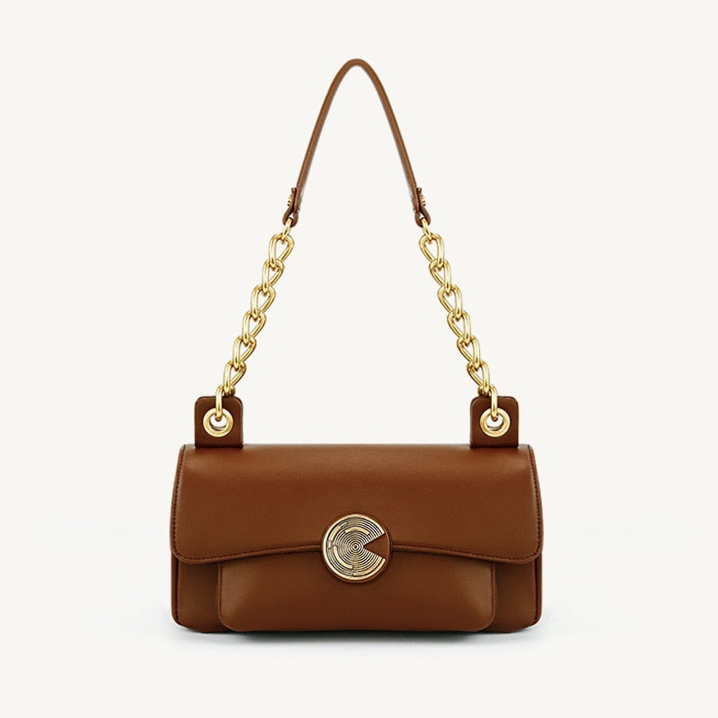 Bolsa Feminina de Couro Golden Chic  – Estilo Sofisticado e Compacta