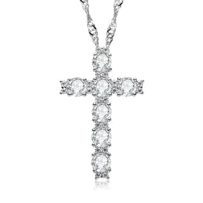 Colar Cruz com Moissanite – Prata 925