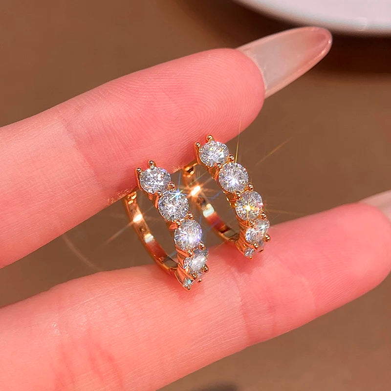 Brinco Quinteto com Moissanite – Ouro 18k