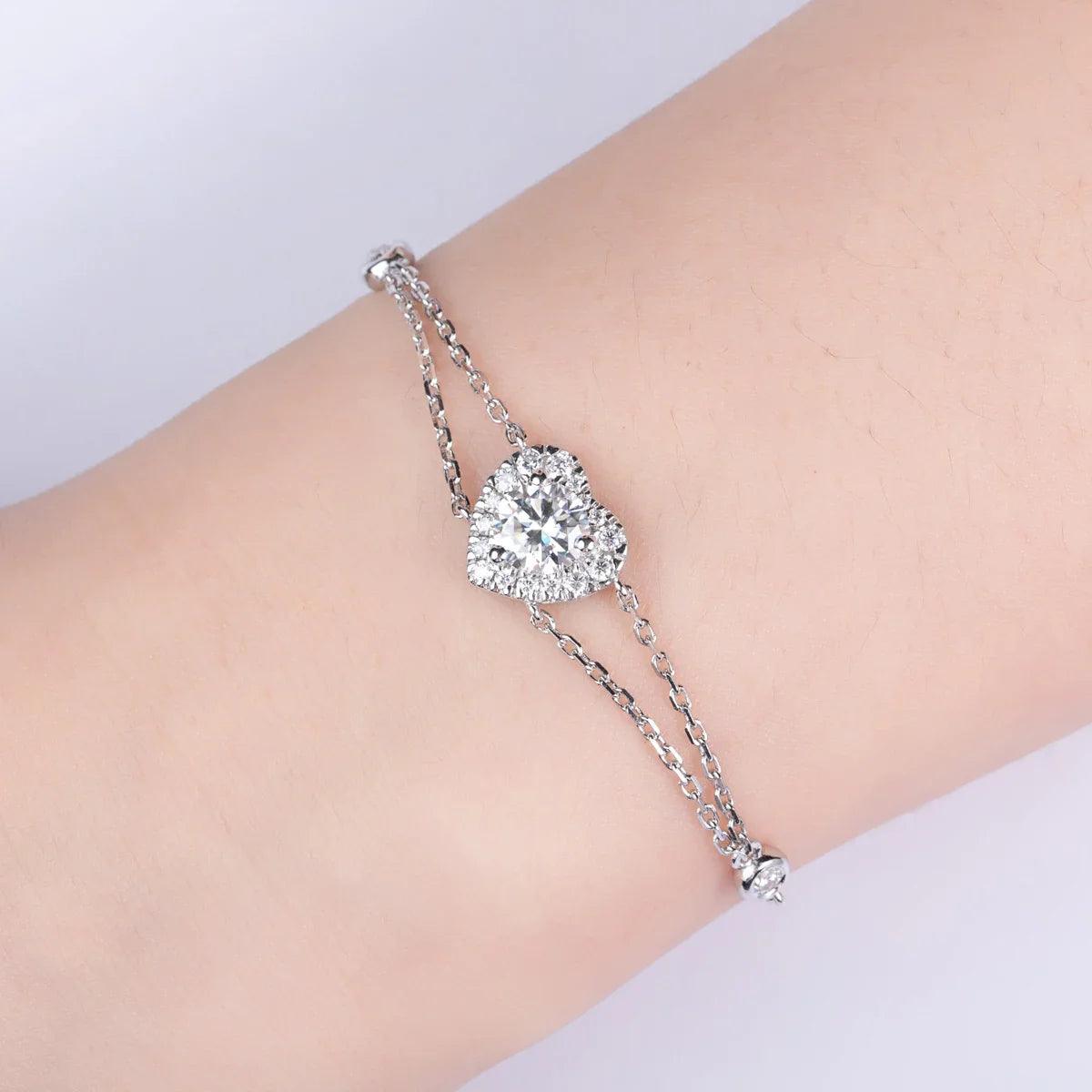 Pulseira Love com Moissanite – Ouro Branco 18k