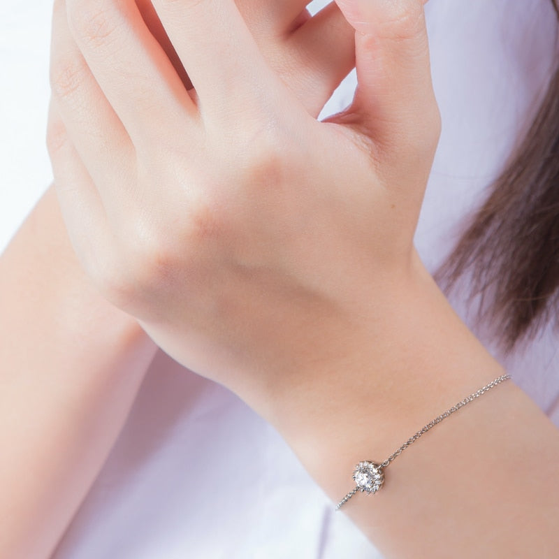 Pulseira Raio de Sol com Moissanites – Ouro Branco 14k
