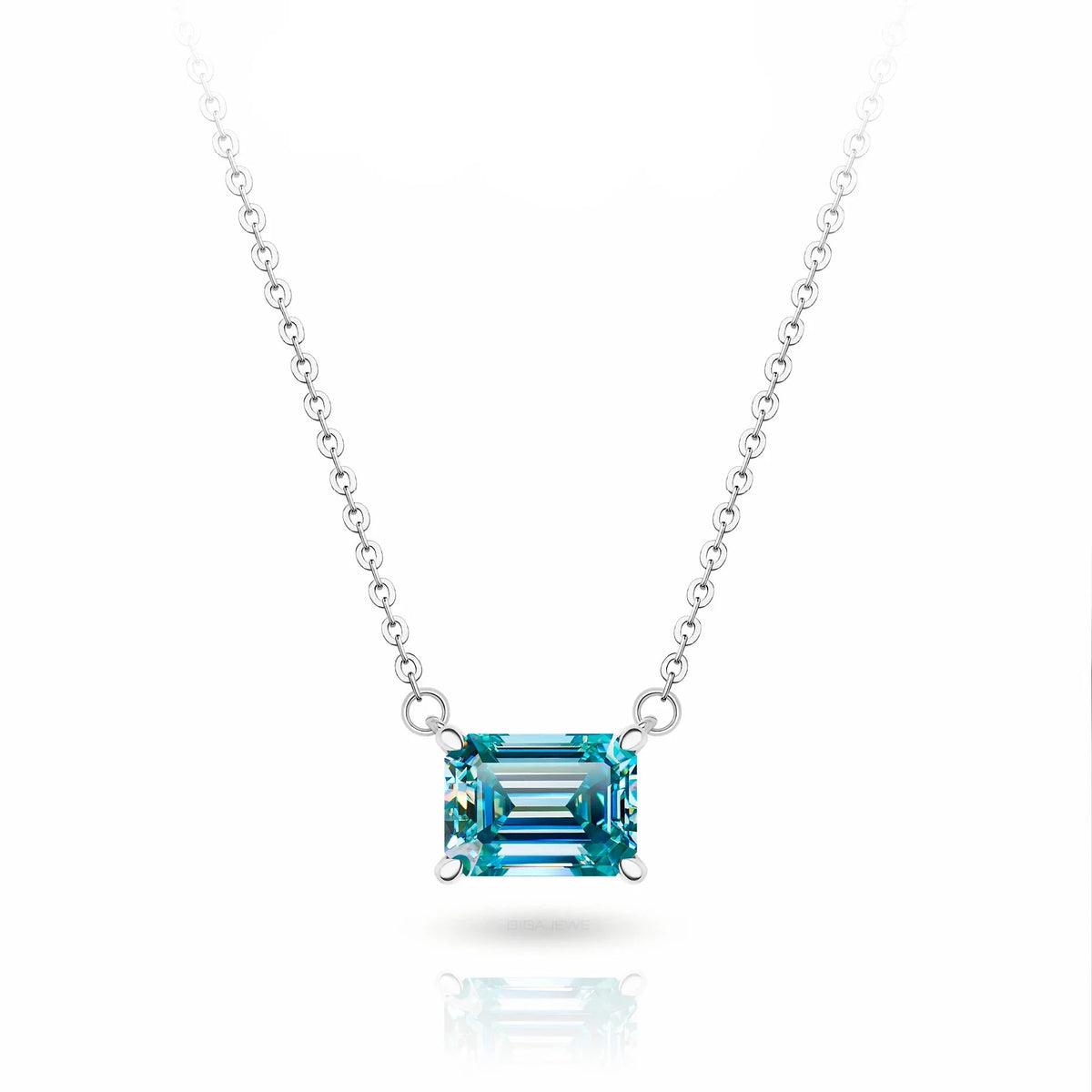 Colar com Moissanite Ciano – Ouro Branco 18k