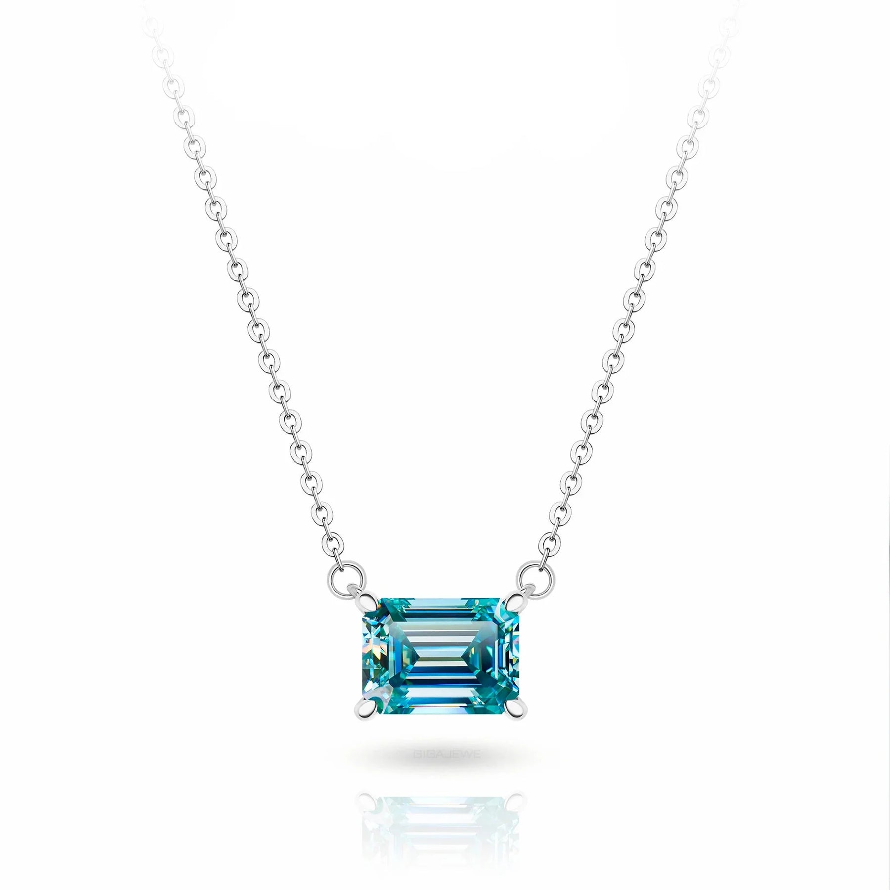 Colar com Moissanite Ciano – Ouro Branco 18k