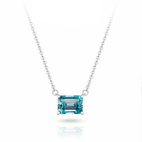 Colar com Moissanite Ciano – Ouro Branco 18k