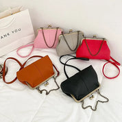Bolsa de ombro pequena elegante de couro PU para mulheres, bolsa retrô, bolsas crossbody, couro macio, designer de luxo