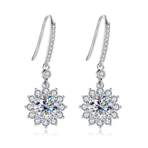 Brinco Gota Girassol com Moissanite – Prata 925